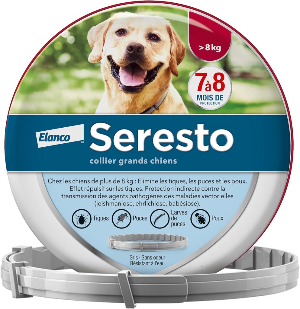 Découvrez l'efficacité prolongée du SERESTO Collier Anti-Puces pour Chien pour une tranquillité durable et sans souci